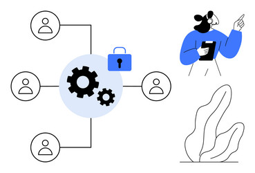 collaborative workflow with secured data vector image