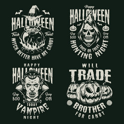 halloween monochrome vintage prints Vector Image