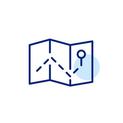 path to a location pin on folded map pixel vector image
