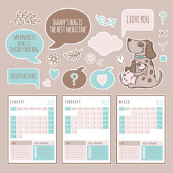 planner dog winter months 2022 printable vector