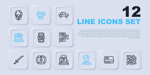 set line credit card neural network computer vector image