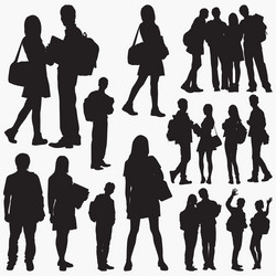 Student Silhouettes - Education & Learning Vector Image
