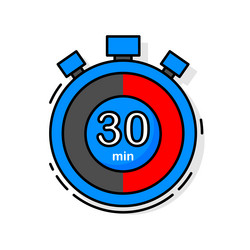 30 minutes left timer clock stopwatch isolated vector image