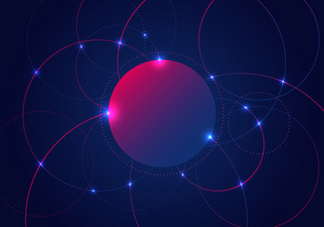 abstract circles lines and glow light dots vector image