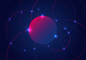 abstract circles lines and glow light dots vector