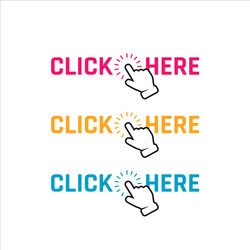 Hand pointer clicking click here button round vector