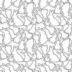seamless pattern with contour drawing of rabbits vector image