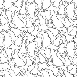 Seamless pattern with contour drawing of rabbits vector