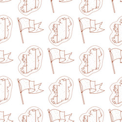 seamless pattern with contour map and flag vector image