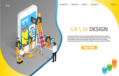 ux or ui design landing page website vector image