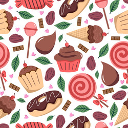 Chocolate cookies pattern cartoon seamless Vector Image