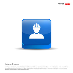 Engineer user icon - 3d blue button vector