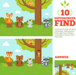 Find the Differences Forest Game vector image