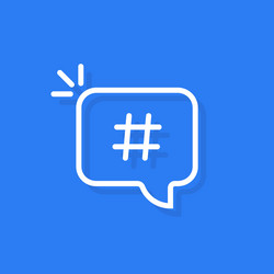 Hashtag logo in linear white bubble vector