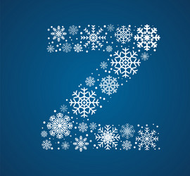 letter z font frosty snowflakes vector