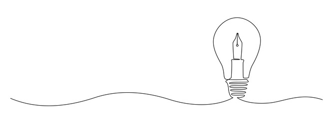 light bulb and pen in one continuous line drawing vector image