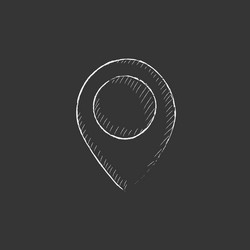 Map pointer drawn in chalk icon vector