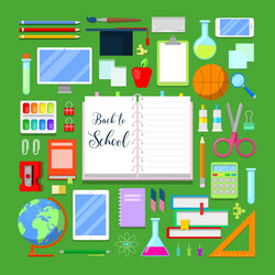 Back to school background with education icon set vector