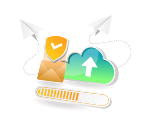 flat isometric concept security send email cloud vector