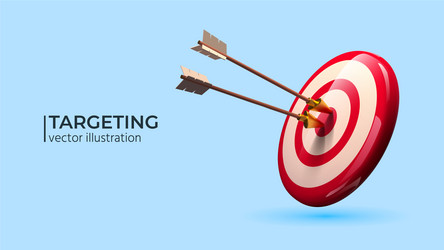 realistic 3d design red target and arrow vector image