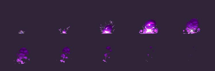 magic explosion with flash and steam sprite sheet vector image