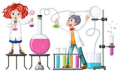 Scientist doing science experiment in the lab vector