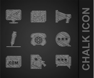 set telephone document and cursor speech bubble vector image