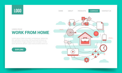 wfh work from home concept with circle icon vector