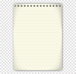 white sheet notebook paper with lines isolated vector image