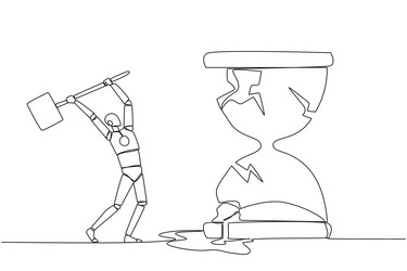 Continuous one line drawing robot preparing vector