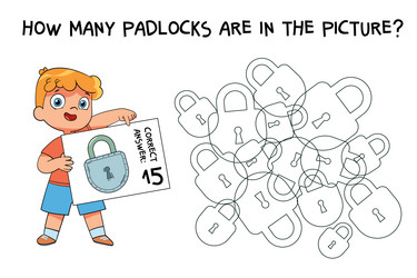 count how many padlocks are hidden in the picture vector image