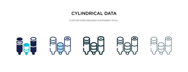 cylindrical data graphic icon in different style vector image