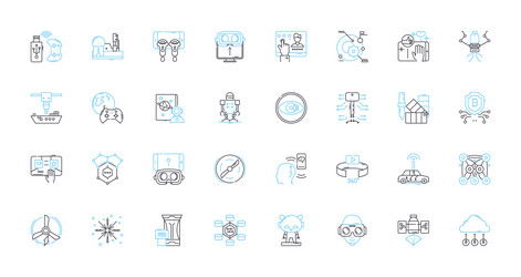 Graphic elements linear icons set color vector