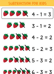 Math game for kids subtraction with red vector