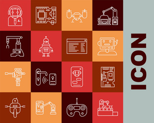 set line factory conveyor system belt robot vector image