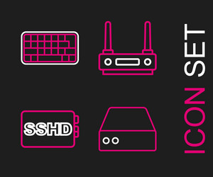 set line server data web hosting sshd card vector image