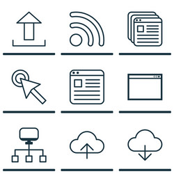 set of 9 internet icons includes save data wifi vector image