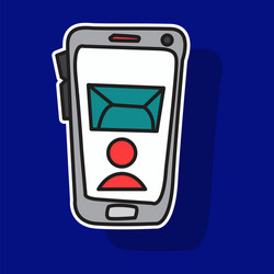 Sticker of smartphone notification flat icon vector