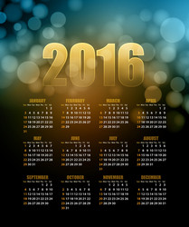 calendar for 2016 on abstract background vector image
