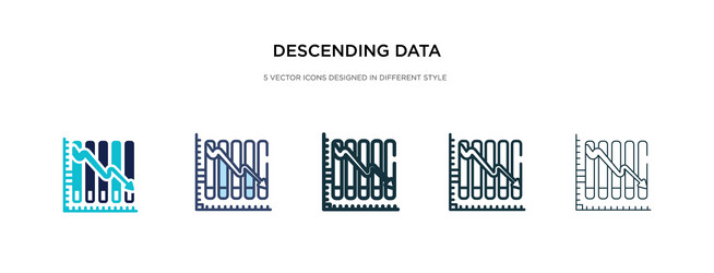 Descending data analytics line graphic icon vector