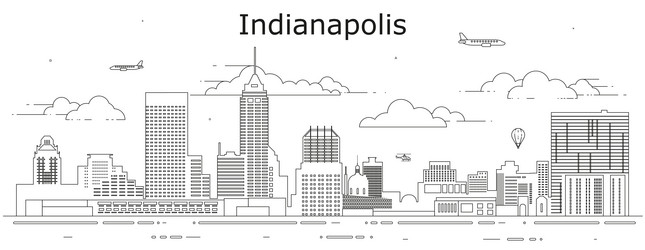 indianapolis cityscape line art vector