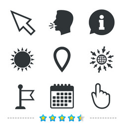 mouse cursor icon hand or flag pointer symbols vector image