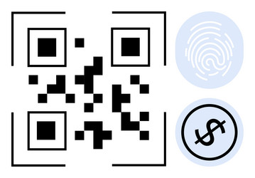 qr code with fingerprint and dollar sign vector image