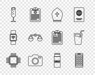 set line processor with cpu mobile apps pope hat vector image