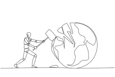 single continuous line drawing smart robotic vector image