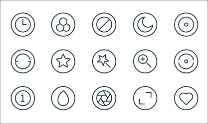 Camera line icons linear set quality vector