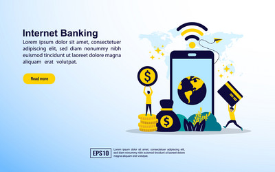 internet banking concept with icon and character vector