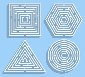 Maze Set: Square, Circle, Hexagon, Triangle vector image