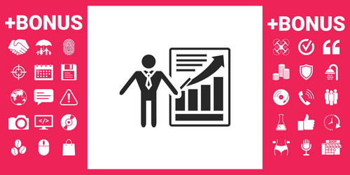 presentation sign icon man standing with pointer vector image