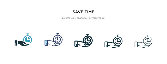 Save time icon in different style two colored vector